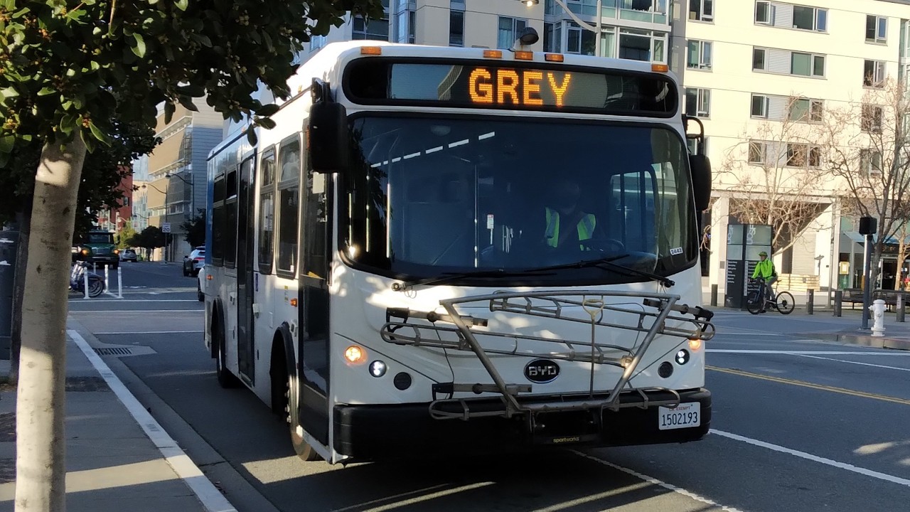 UCSF Shuttle BYD K7M #2442 on the Grey Route - Full Route Westbound to Parnassus Heights