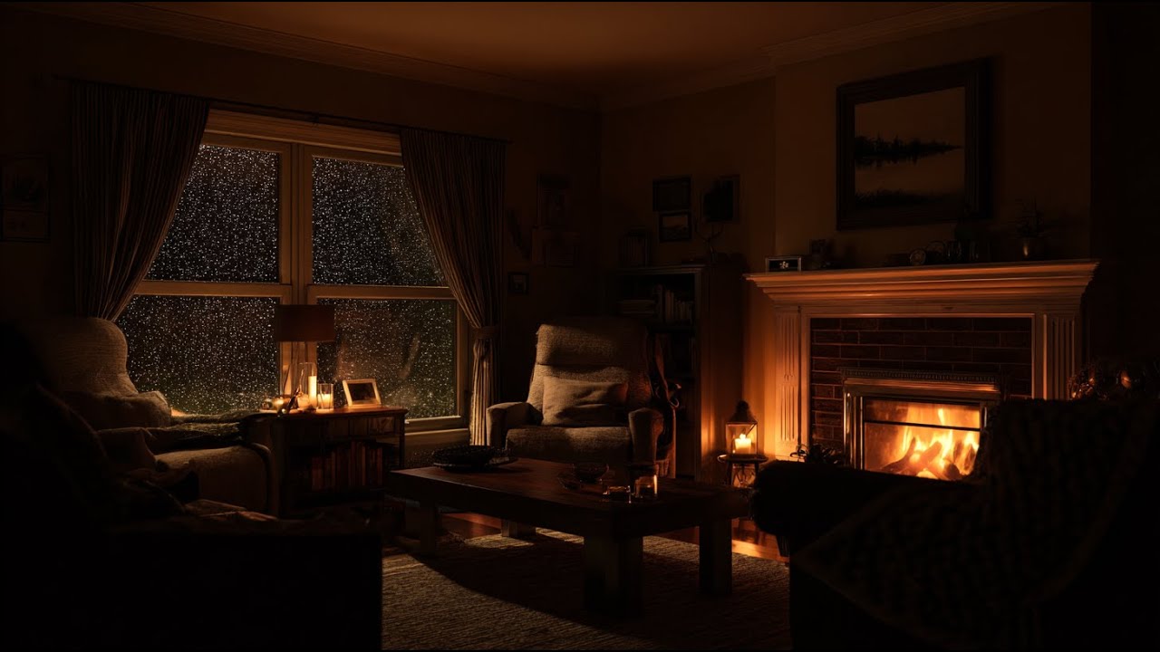 Rain & Fireplace Sounds for Deep Sleep (8 Hours) | Cozy Cabin Night