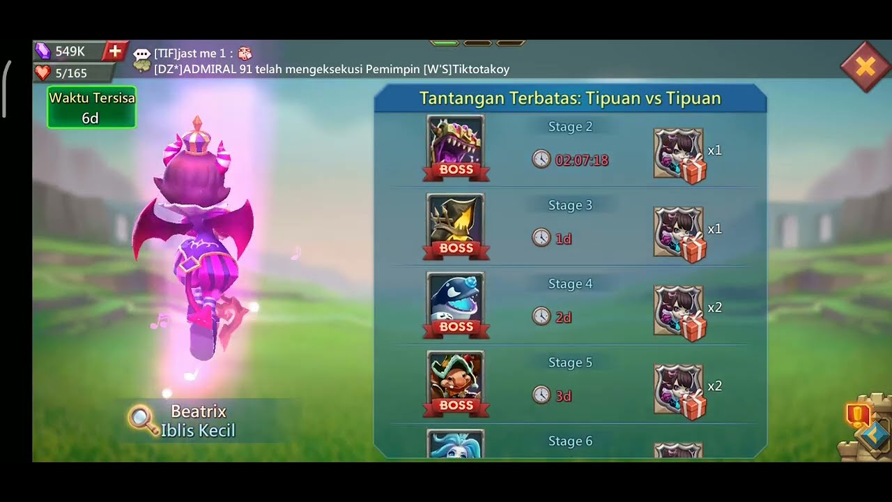 Tantangan Terbatas Lords Mobile : Tipuan Vs Tipuan Stage 1