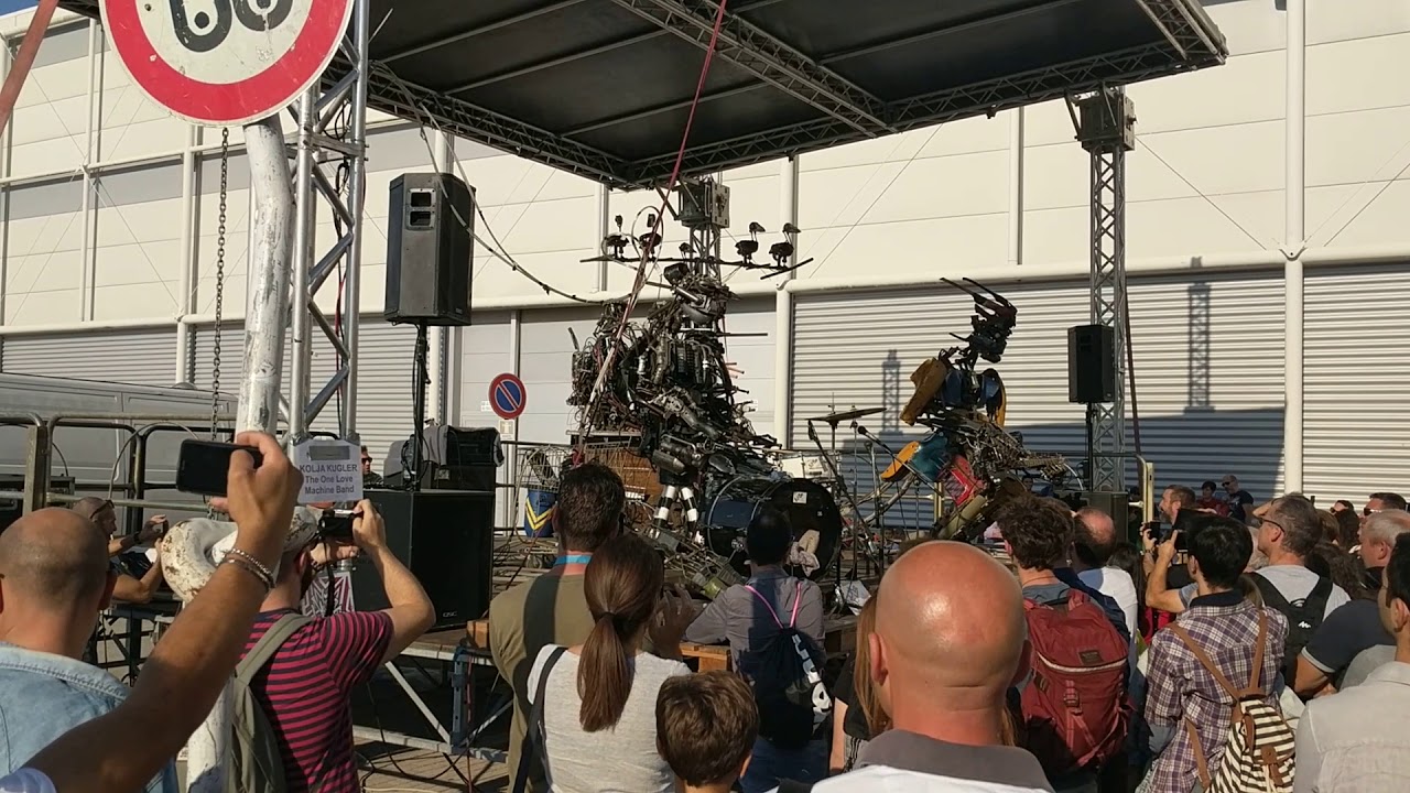 Robotic Band (part 2) made from recycled materials at Maker Faire Rome, Italy
