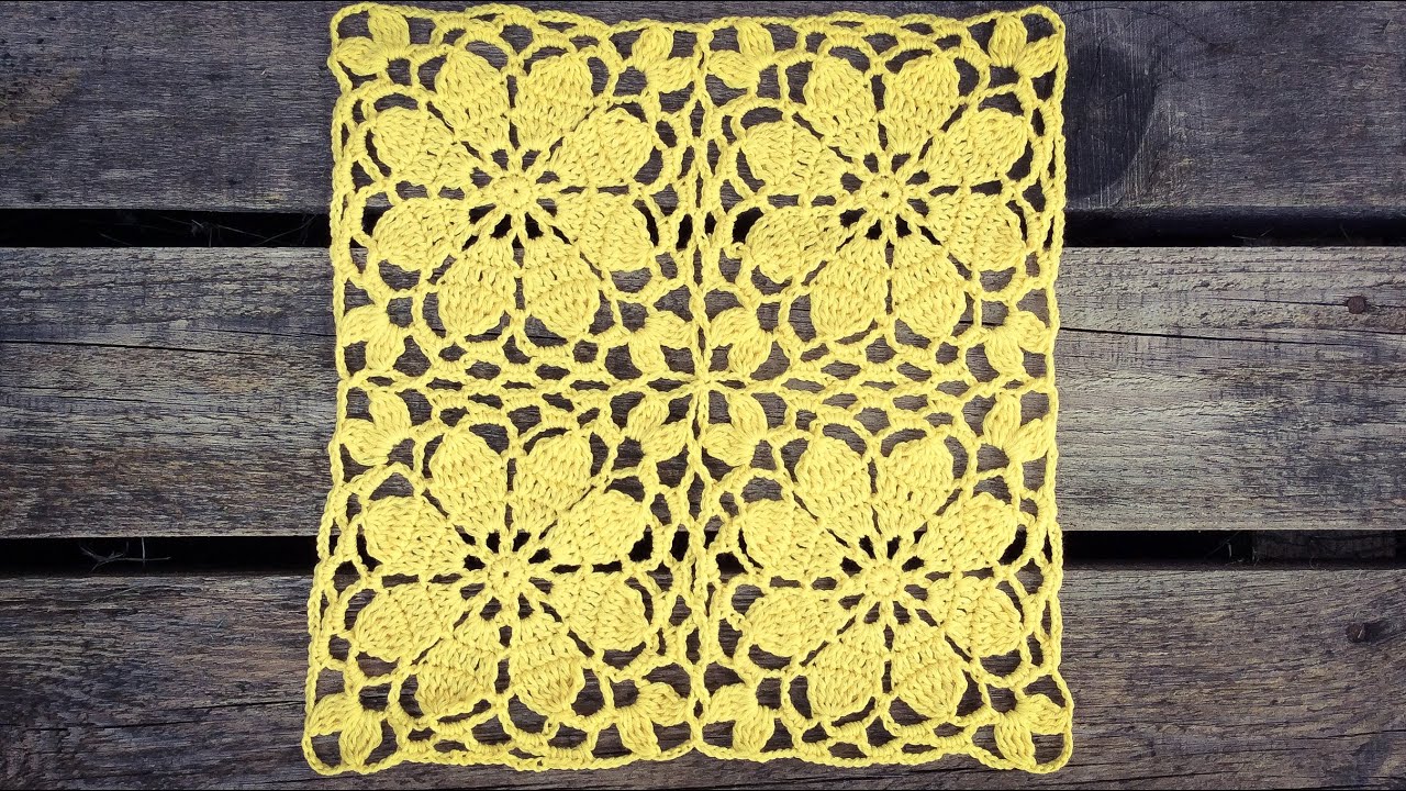 Crochet Lace Flower Square Motif Tutorial Part 2 of 2 How To Join As You Go