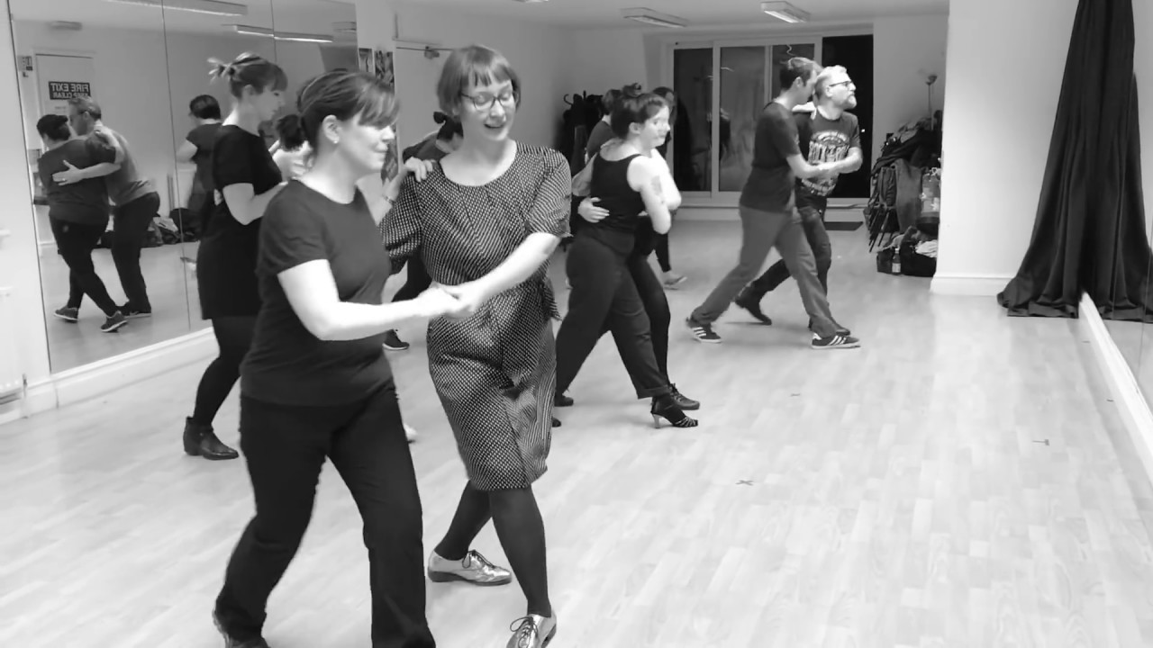 JazzMAD Beginner Swing Dance students dancing the California Routine in both roles