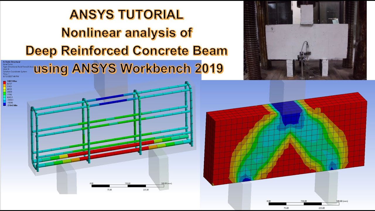 ANSYS Tutorial : Nonlinear analysis of Deep Reinforced Concrete Beam and compare with test results
