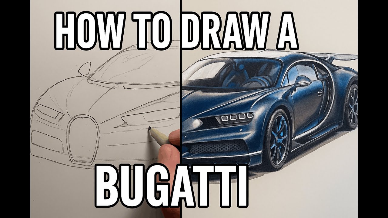 Bugatti Chiron Drawing  From Rough Sketch to Realistic Hypercar Art