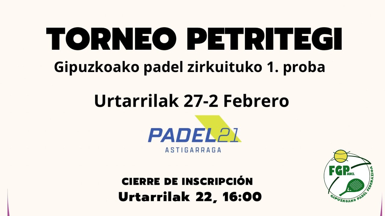 FINALES 1ªPRUEBA CGP 2.025: TORNEO PETRITEGI
