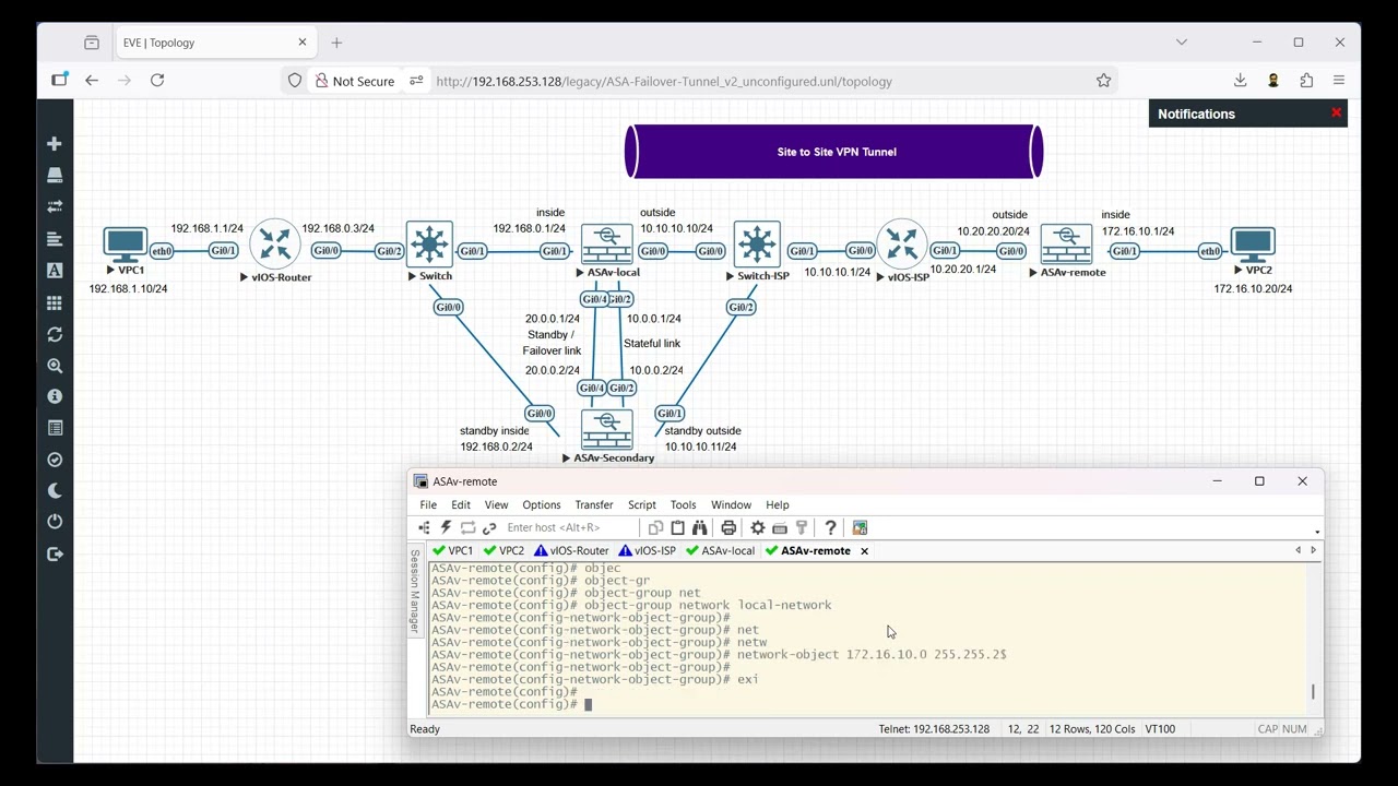 Build IKEv2 Site-to-Site VPN on Cisco ASAv with Failover in EVE-NG