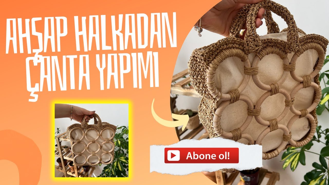 AHŞAP HALKALARDAN YAZLIK ÇANTA YAPIMI | KAĞIT İP ÇANTA MODELİ 🌸