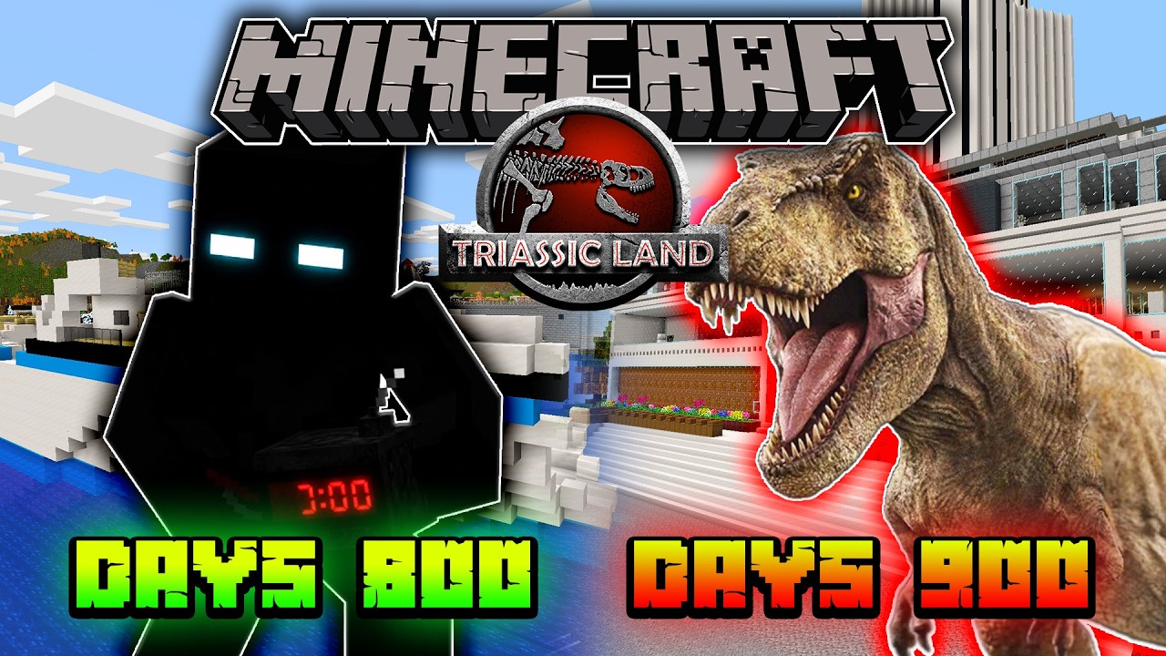 จะเกิดอะไรขึ้น!!🦖เอาชีวิตรอด 900 วันในโลกไดโนเสาร์🦖| Minecraft Triassicland