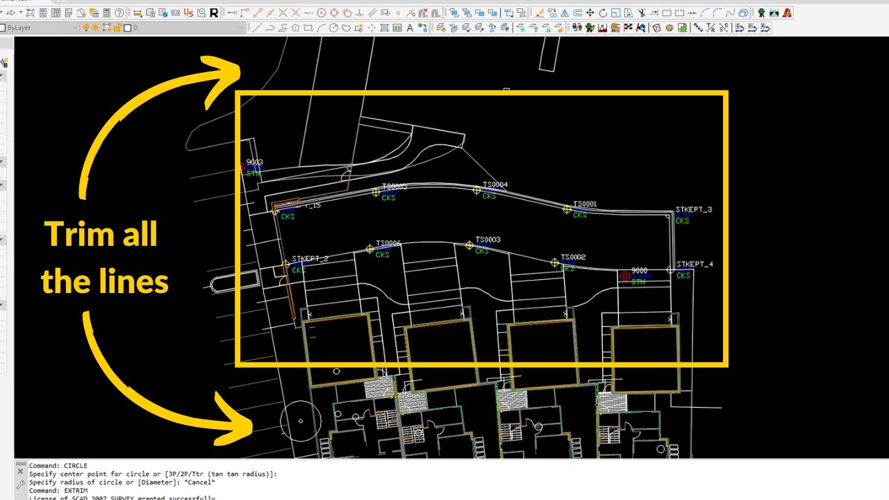 How to trim multiple lines in AutoCAD (EXTRIM)