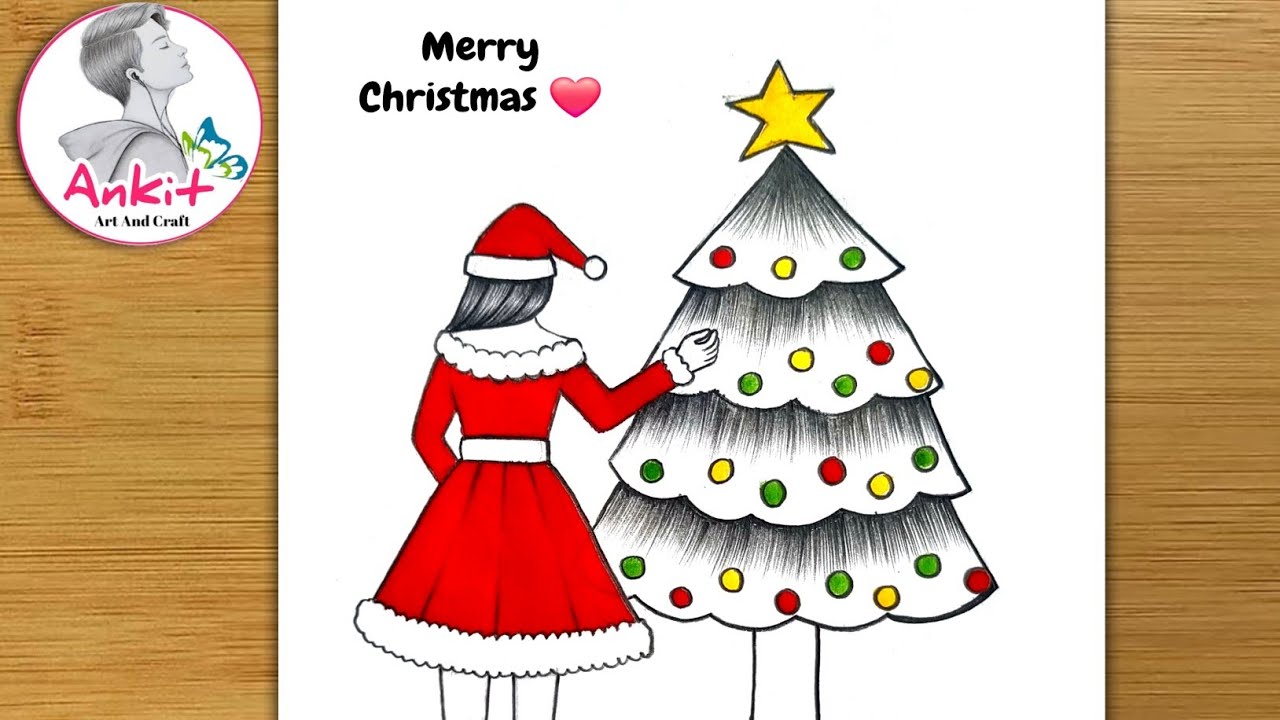 Christmas Day Drawing | Merry Christmas Drawing Easy | how to draw christmas tree drawing | pencil 