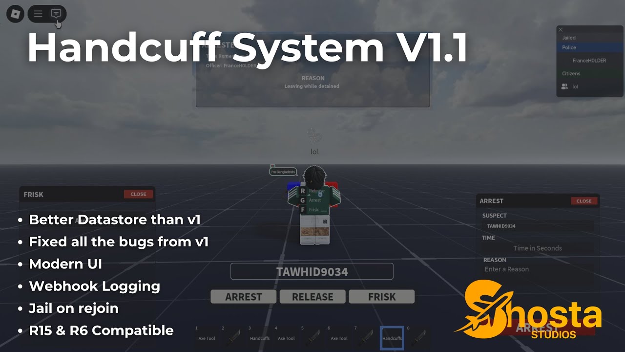 Handcuff System  V1.1 - Roblox Studio