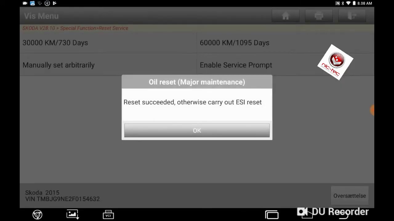 Service interval reset MQB Skoda Oktavia Mk lll , Golf 7 Mf. med X431 Euro Tab fra www.nic-tec.com