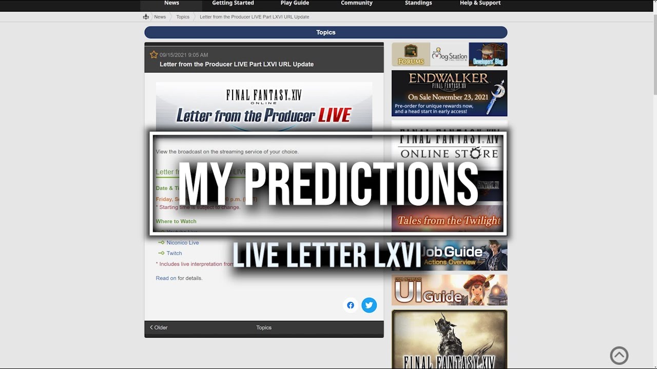 FFXIV: My predictions for Live Letter LXVI (#66) & Desires