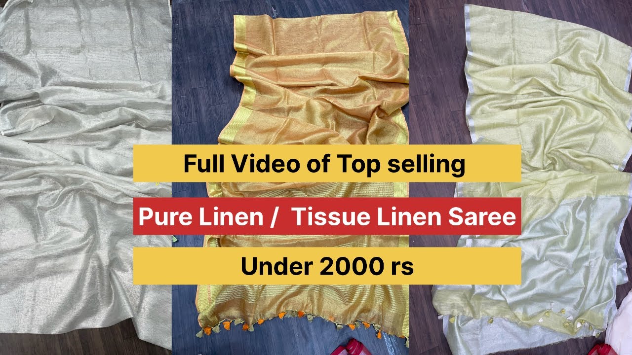 Silver Tissue linen Sareee || Golden Tissue linen Saree || Linen by linen  12 count saree || #linen