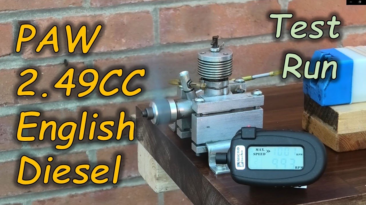 P.A.W. English 2.49cc Diesel Engine - Test Run