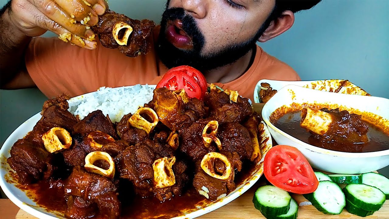 EXTRA SPICY 1 KG MUTTON CURRY WITH RICE EATING SHOW#HUNGRYpiran