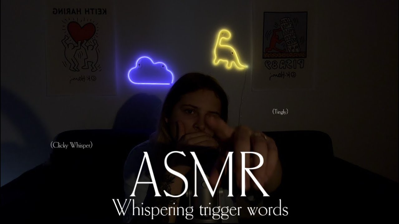 ASMR - Whispering Trigger Words with Mouth Sounds (Dark Visuals For Sleep)