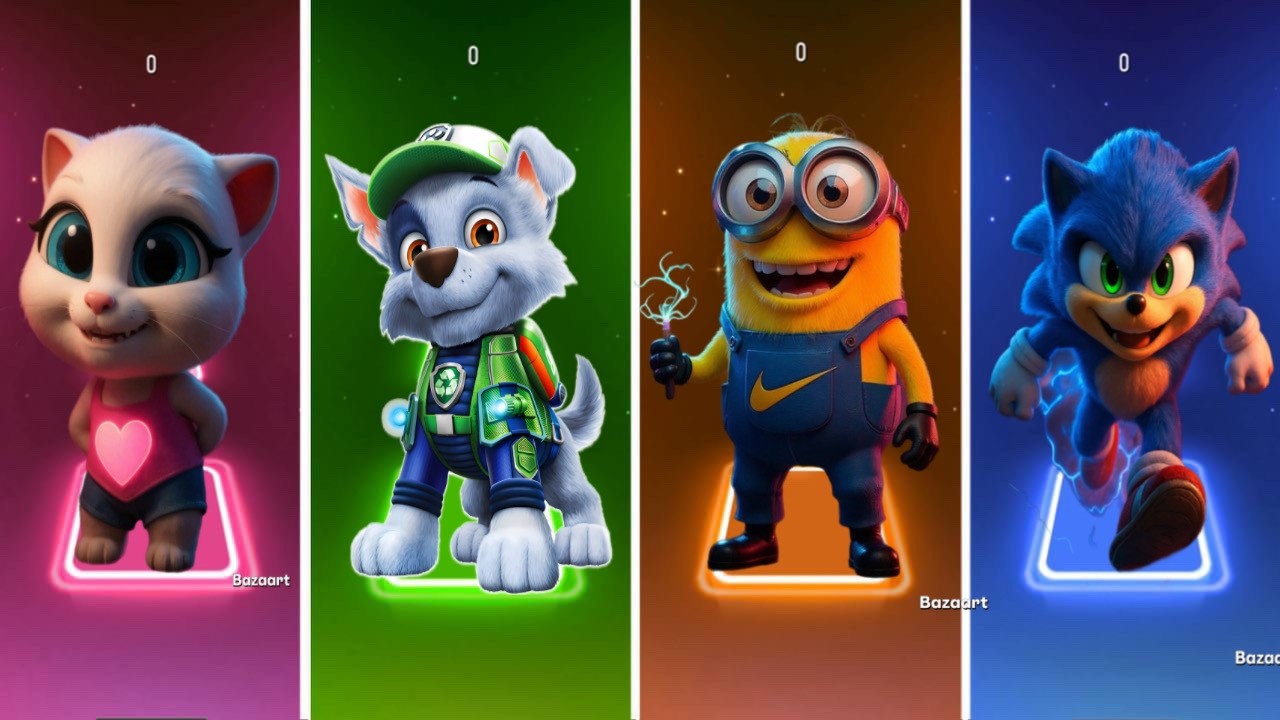 My Talking Angela Vs Paw patrul Vs Minions Vs Sonic 🔥