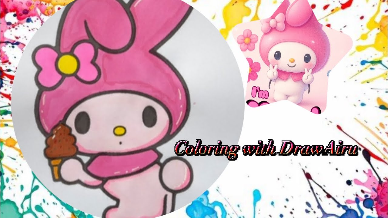 Coloring My Melody with Markers 💗🍦 | Cute & Relaxing Drawing ✨How to Color My Melody 🎨✨