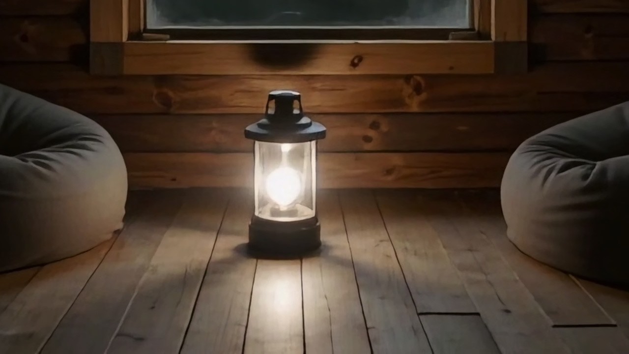 Gentle Rain and Wind in a Dark Lantern lit Cabin | Sleep & Relaxation | 3 Hours