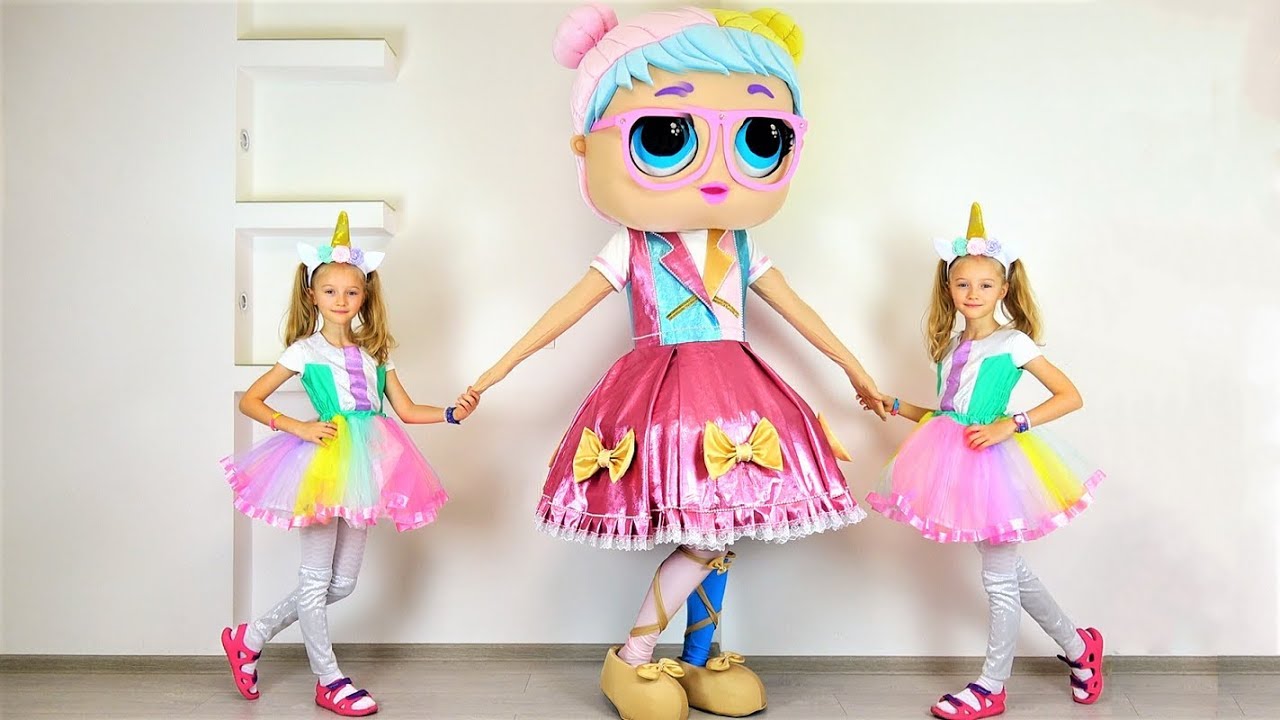 Polina's unicorns going to the Princess LOL Ball. Big doll LOL Bon Bon arranges a competition
