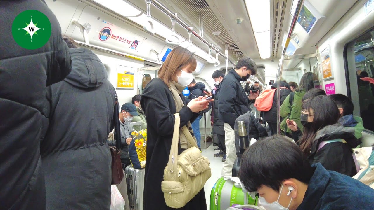 [4K] AREX Allstop Train from Incheon to Seoul During Rush Hour