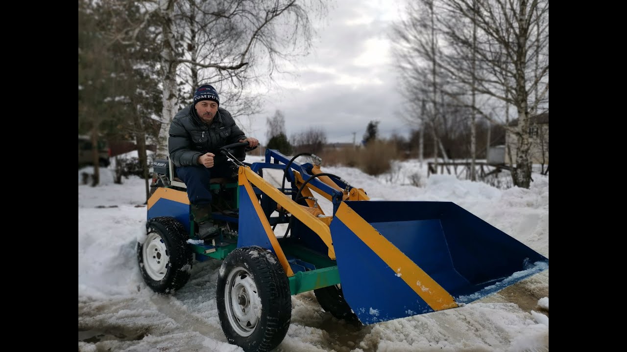 Уборка снега с одним ведущим мостом! Каково это?  Самодельный мини погрузчик.