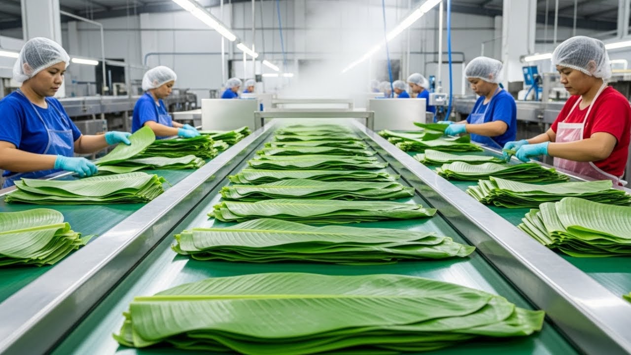 Inside a Modern Banana Leaf Processing Factory at Massive Scale