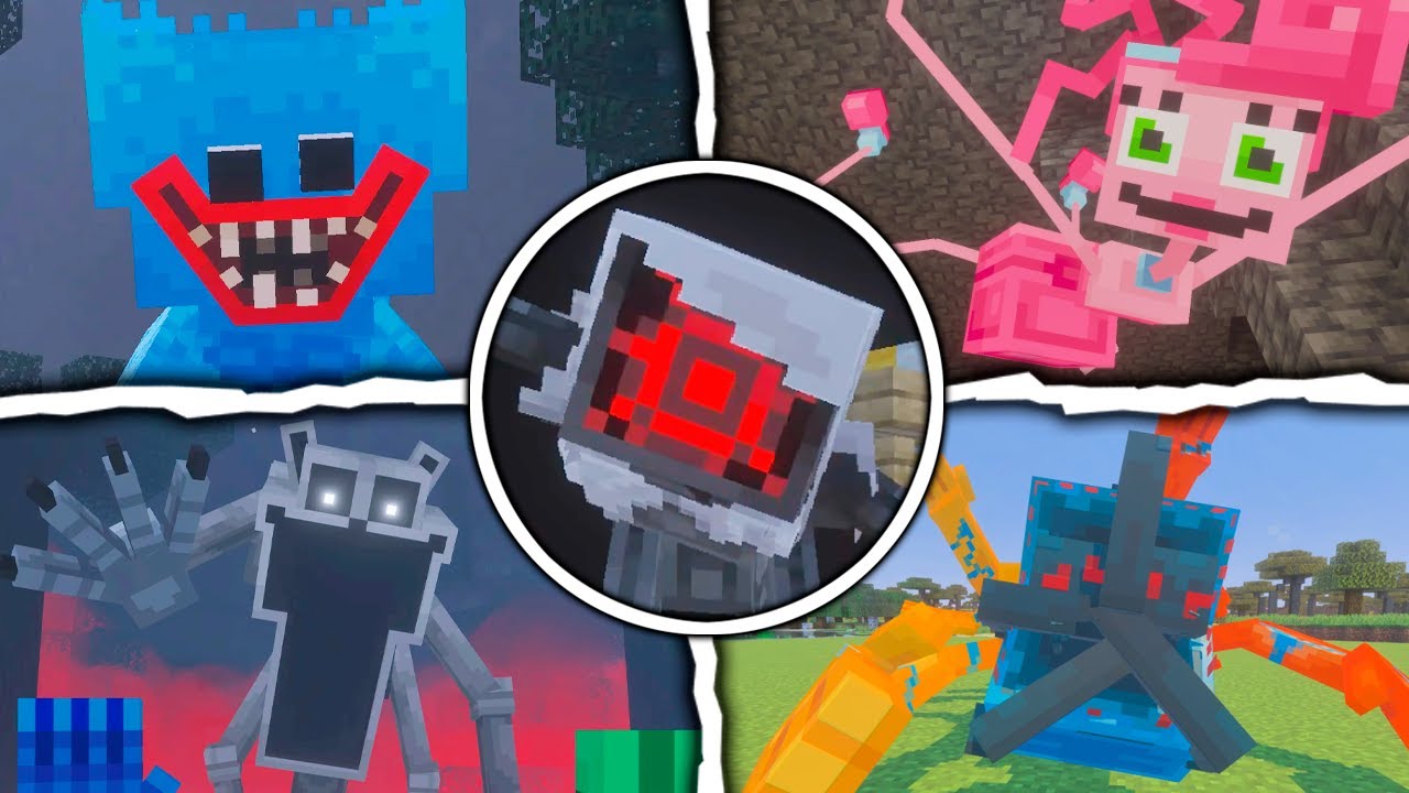 Huggy & Friends: All Entities, Jumpscares & More | Poppy Playtime x Minecraft