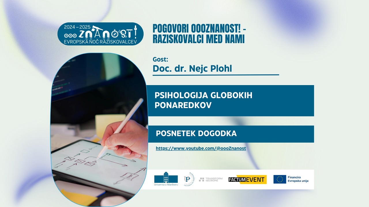 Pogovori oooZnanost! – Raziskovalci med nami (gost: doc. dr. Nejc Plohl)