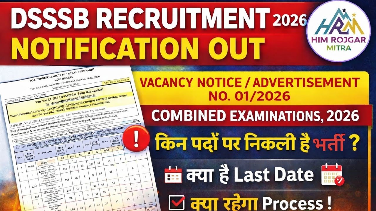 DSSSB VACANCY 2026 | DSSSB NOTIFICATION 2026 | COMPLETE INFORMATION | संपूर्ण जानकारी