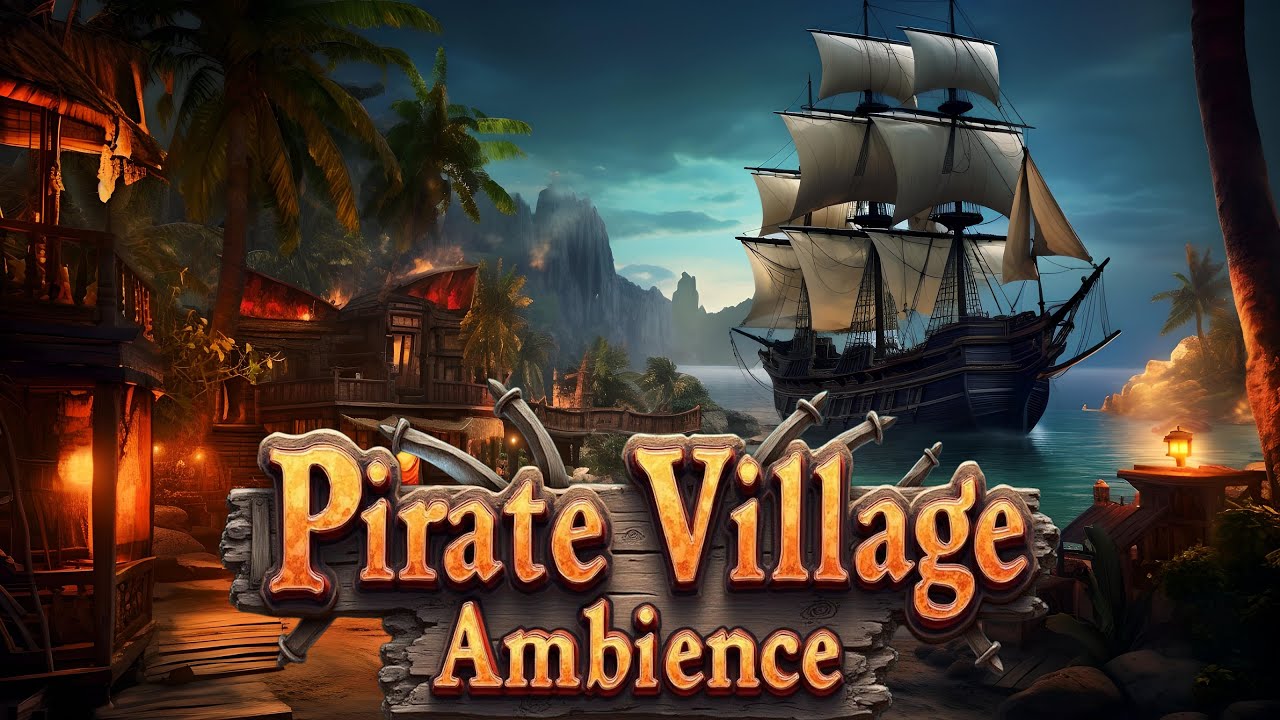 Pirate Village Ambience | Pirate Music with Ocean Waves, Creaky Ship, Seagulls & Pirate Sounds