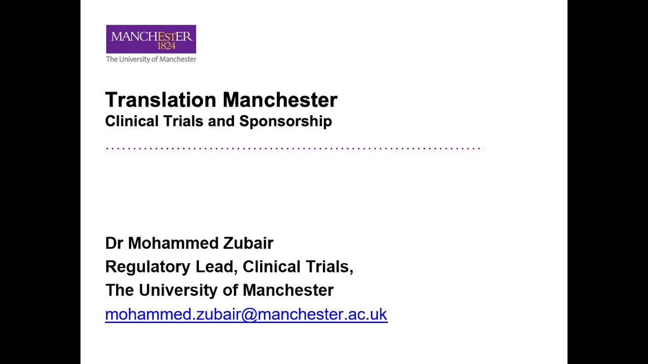 Clinical Trial Sponsorship - Translation Manchester Research Network