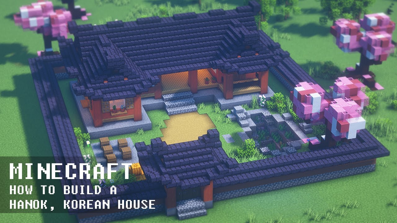마인크래프트 건축 강좌 : 한옥 2 리메이크 #흑암 #벚꽃 | Minecraft Tutorial : Hanok, Traditional Korean House 🏡