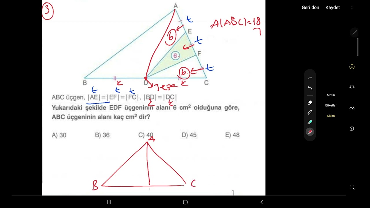 ÜÇGENLER 12. DERS ( Üçgende alan )