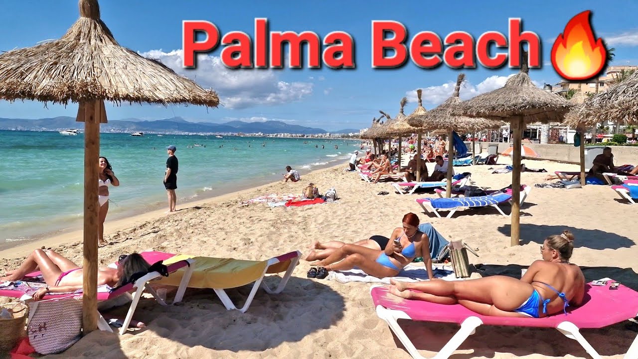 Palma Beach 🏖Part 2 🌊 (El Arenal) Mallorca spain🇪🇸Hot Day☀️🔥4k Walk