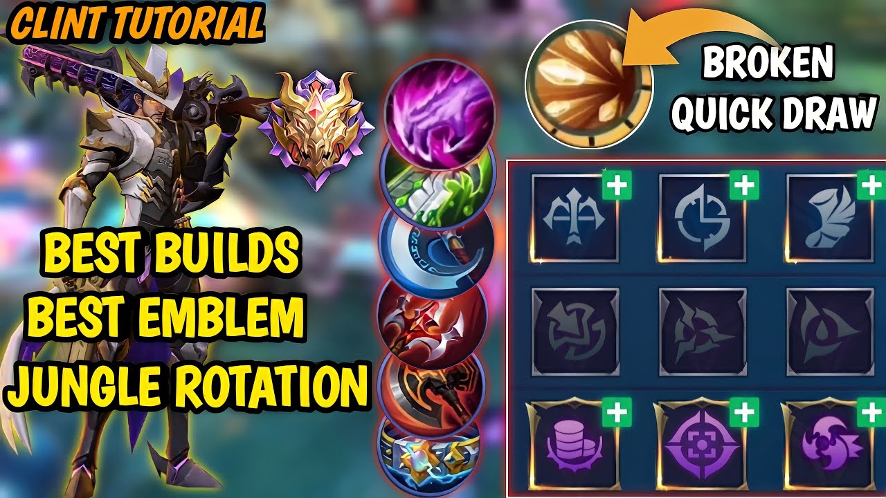 CLINT TUTORIAL 2021 NEW PATCH |BEST GUIDE FOR CLINT BUILD,EMBLEM,GOLD LANE ITEMS,JUNGLE ITEMS | MLBB