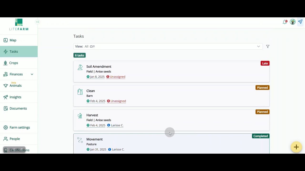 Navigating the Tasks Page