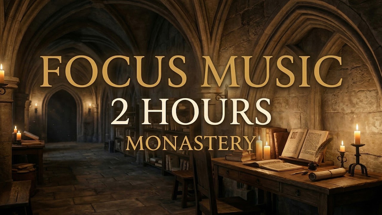 2 Hour Focus Music | Celtic Monastery Candlelight for Calm Productivity