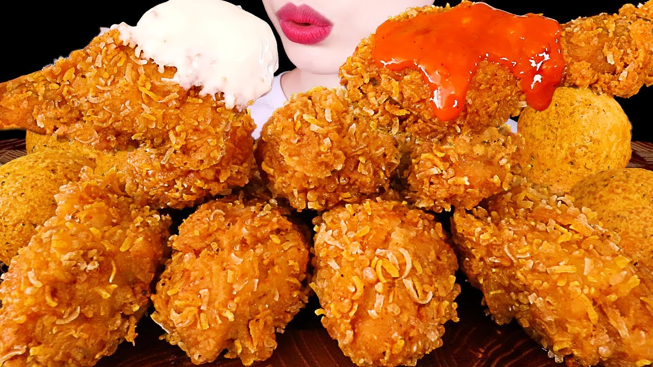 ASMR MUKBANG｜FRIED CHICKEN & CHEESE BALL 콰삭킹 치킨 & 치즈볼 EATING SOUNDS 먹방