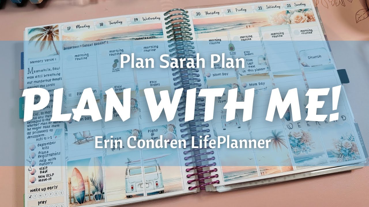 Plan With Me! | June 17-23 | Sunset Beach Theme | Erin Condren Hourly