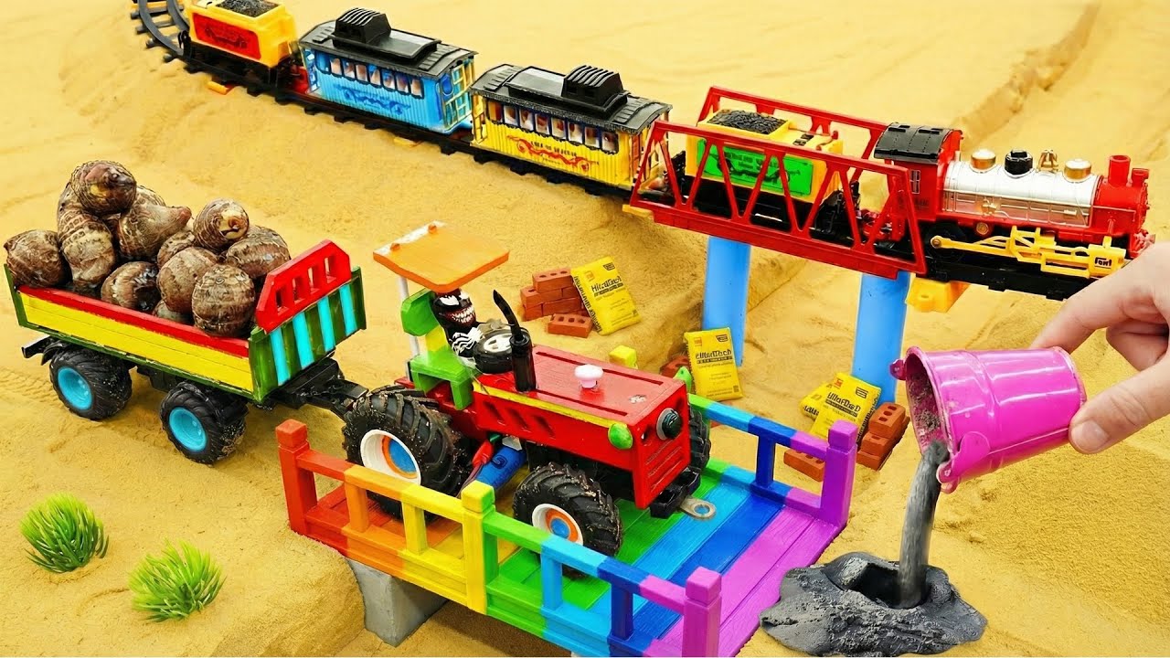 DIY Mini Tractor | Building a Bridge Over a Deadly Deep Pit Using Cement and Metal | Science Project