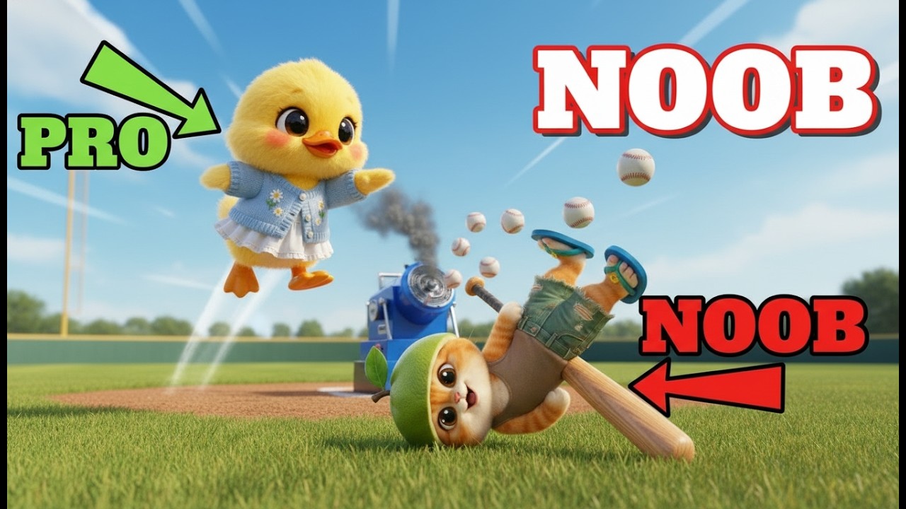 🔴 PRO Batting Skills vs. NOOB Bear! (Funny 3D Baseball Challenge)