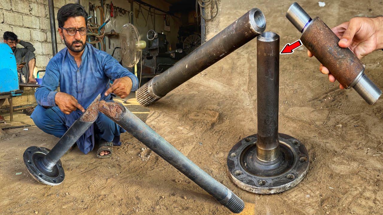 Repaired a broken truck axle with a double joint in the shape of a pen Im sure will last a long time