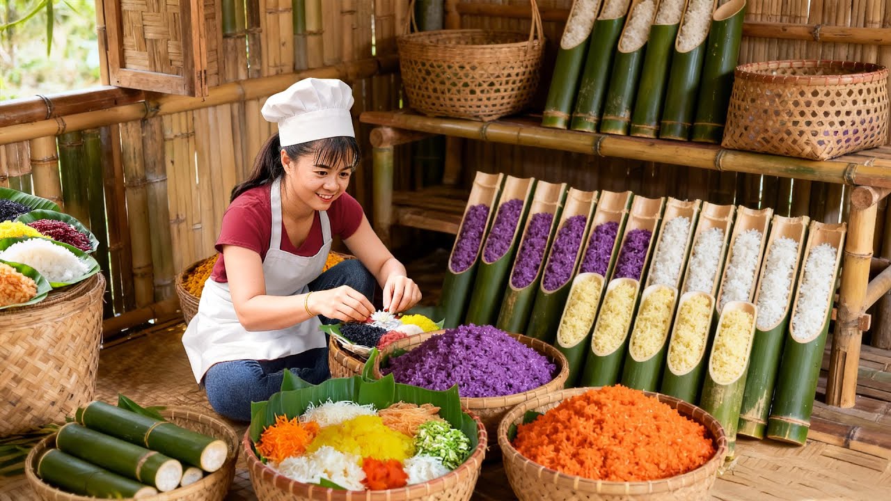 The Best Sticky Rice – Phuong Makes Delicious Bamboo Tube Sticky Rice, Goes to Market Sell