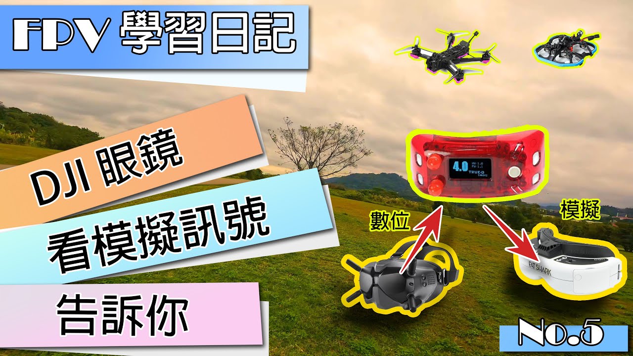 【FPV 學習日記】從零開始學習-數位轉模擬篇【CH.6】 DJI to Analog_右旋 棒棒糖 天線 MINI4 KT20 FATSHARK Goggles 翼飛 極光 對頻 肥鯊