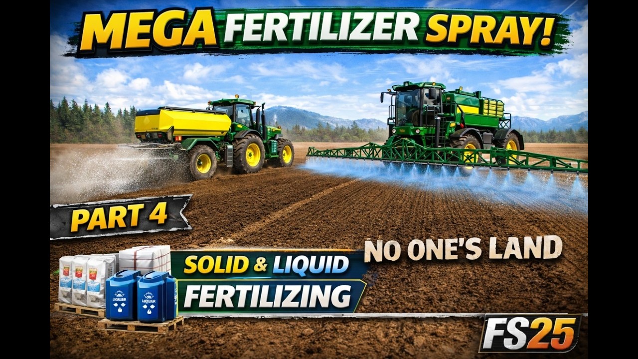 MEGA Fertilizer Spray! 💦 Solid & Liquid Fertilizing Large Field | No One’s Land | FS25 | Part 4