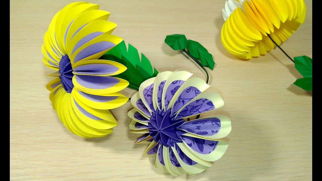 Easy BIG Paper flower. Circles in origami style! Origami flower for Easter decorations.