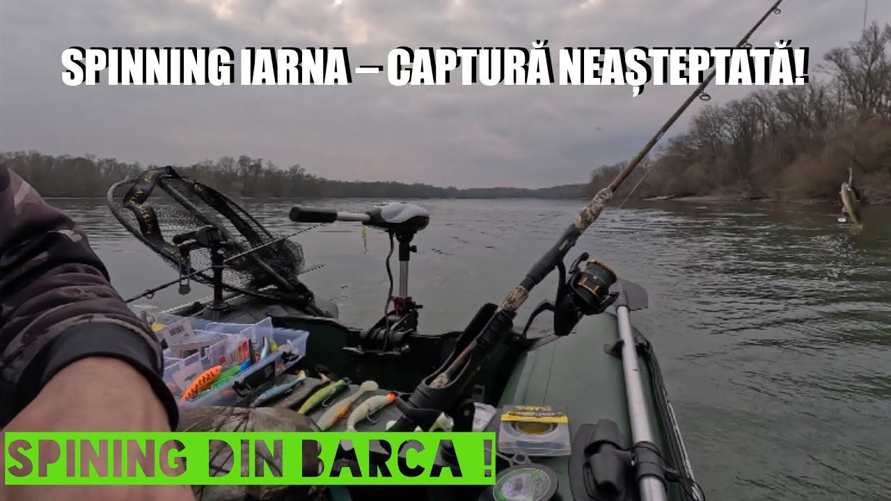 #Pescuit la #spinning #iarna pe #fluviu – pește surpriză din #barcă