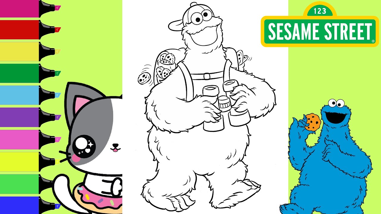 Coloring Sesame Street Cookie Monster Outdoor Fun Coloring Book Pages | Sprinkled Donuts JR